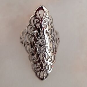 Sterling Silver Filigree Ring Size 6 1/2